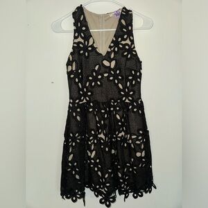 Elegant Black Floral Lace Dress